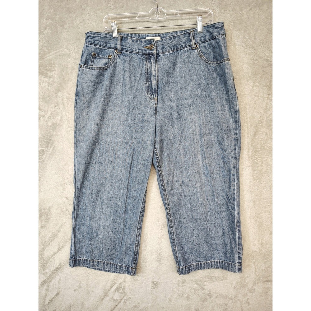 Christopher & Banks Denim Capri Blue Jeans Straight Leg Size 14 (36x21) 5 Pocket